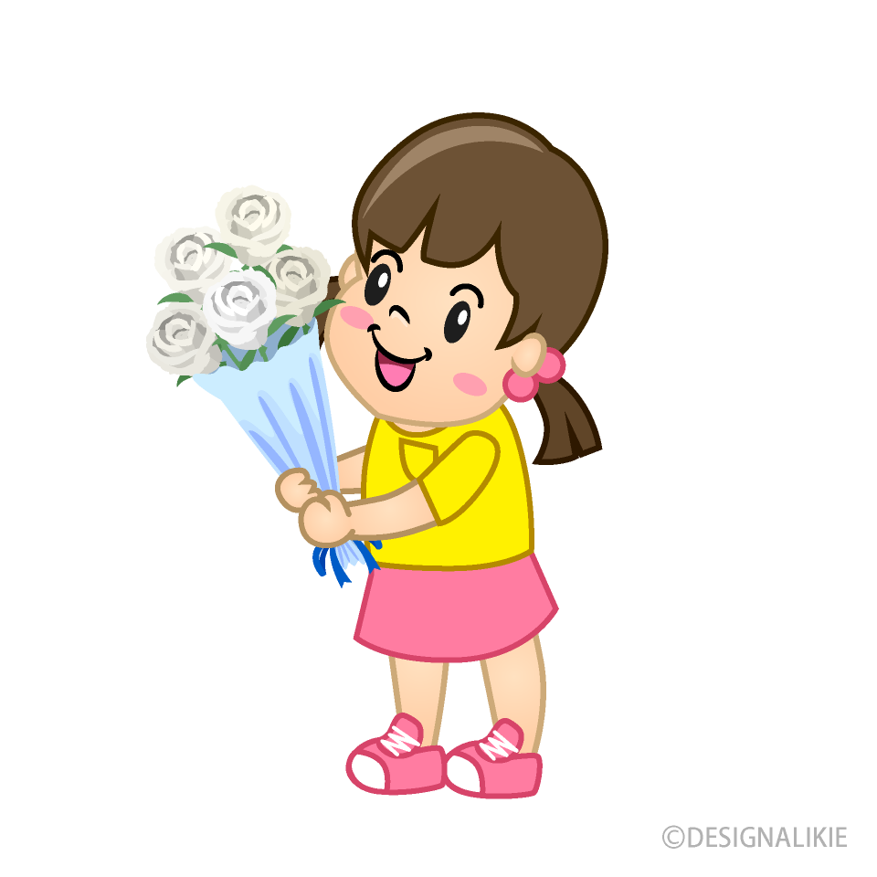 花束を贈る女の子