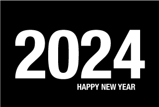 Happy New Year 2024（白黒）