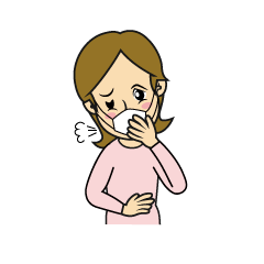風邪で咳をする女性
