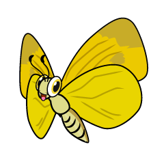 飛ぶ黄色蝶キャラ