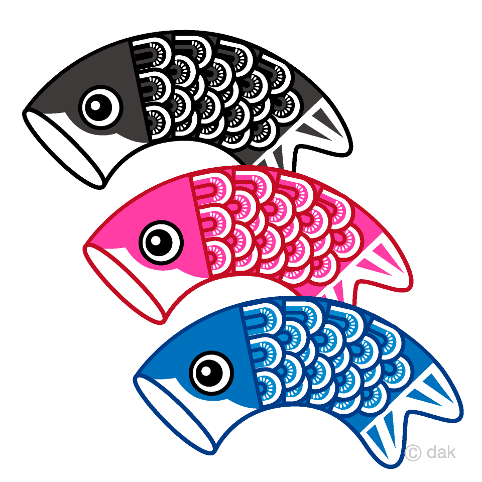 ジャンプする3匹の鯉のぼり