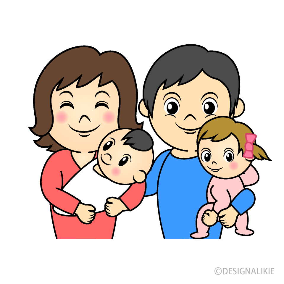 赤ちゃんの４人家族