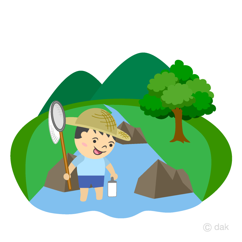 川遊びする男の子