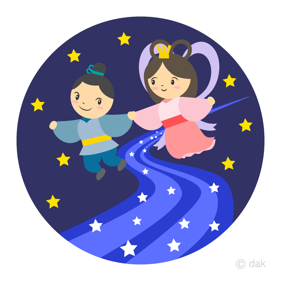 夜空の天の川と織姫彦星