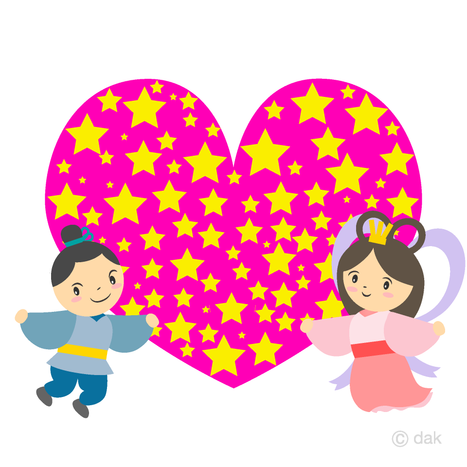 ピンクハートの織姫彦星