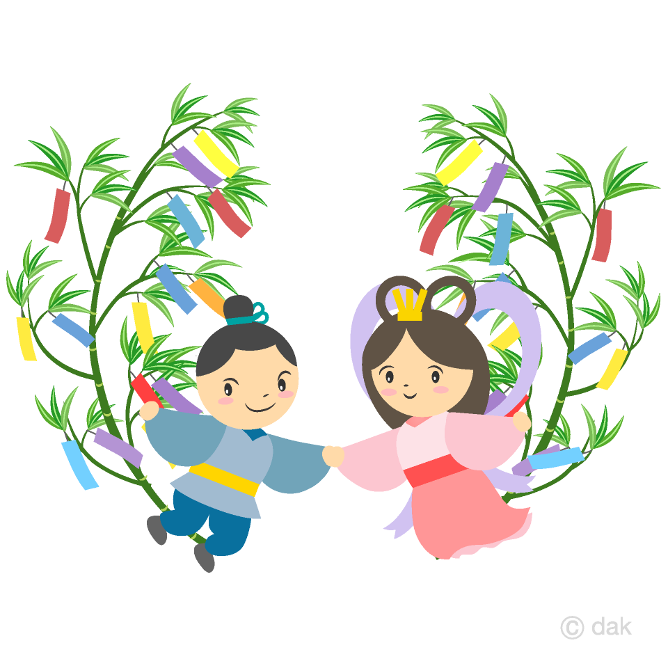 笹の葉と織姫彦星