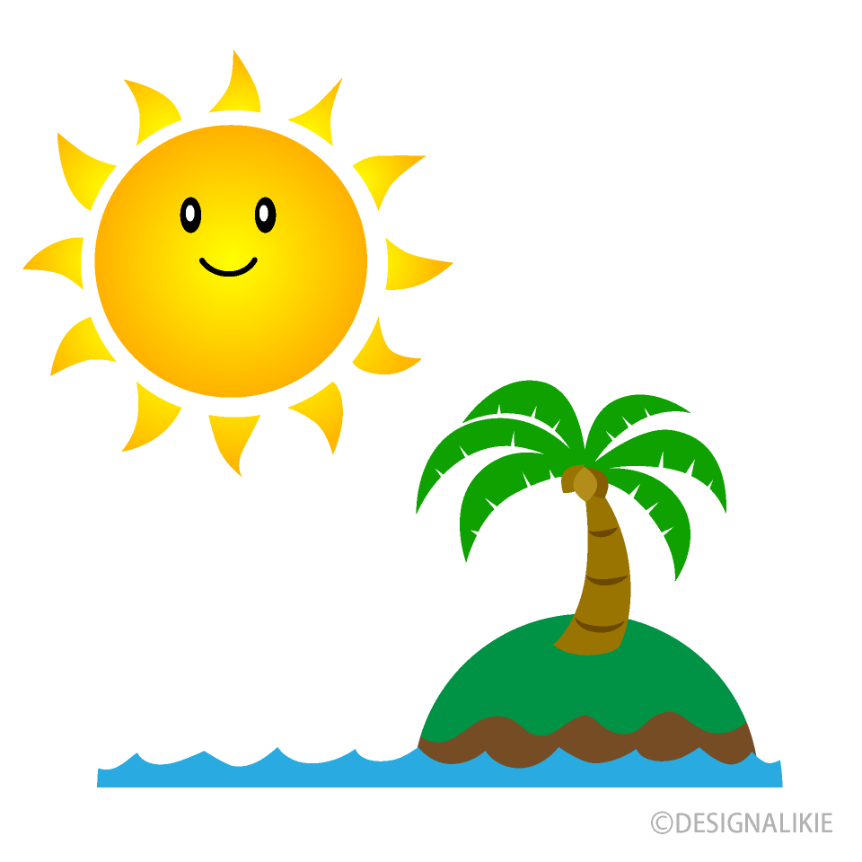 無人島と太陽キャラ