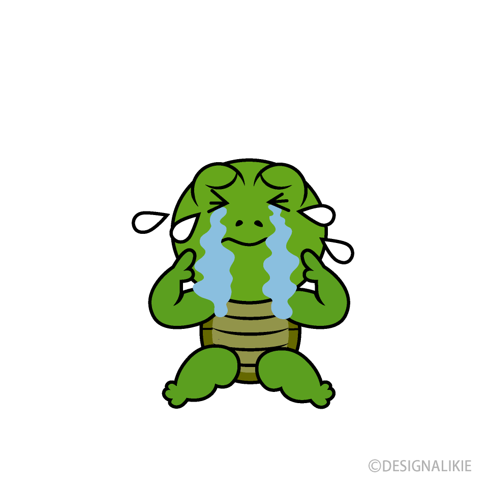 泣くカメキャラ