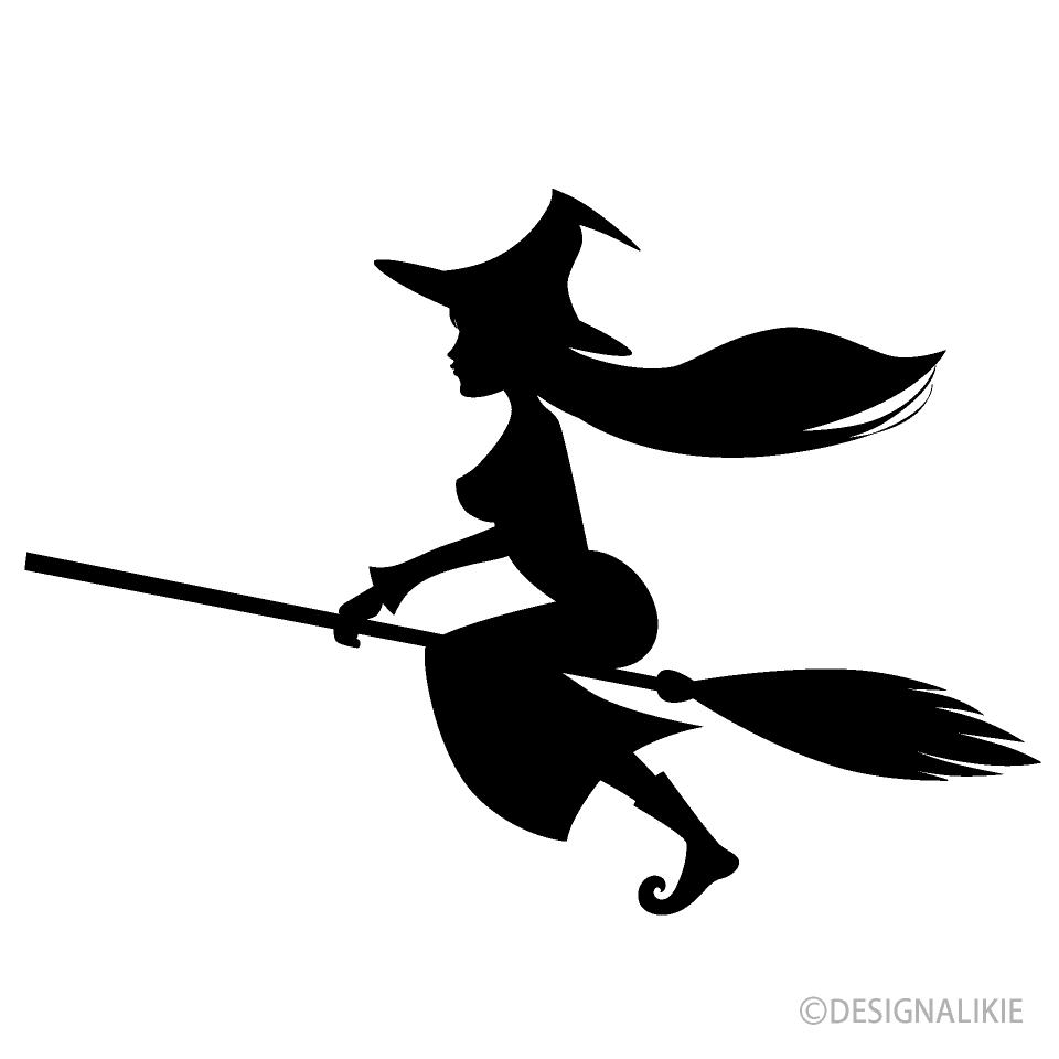 空飛ぶ魔女シルエット