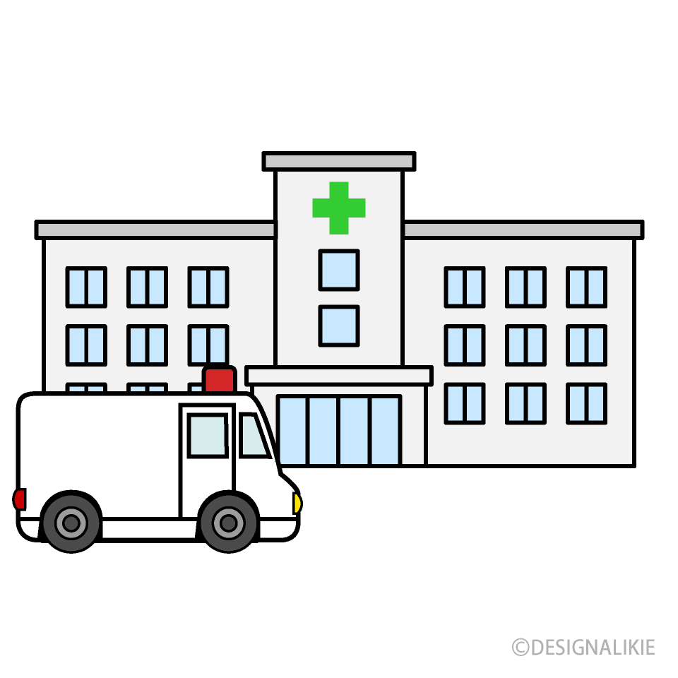 病院と救急車