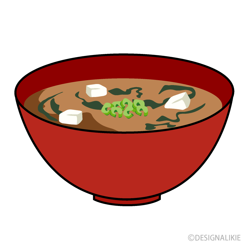 赤いお椀のお味噌汁