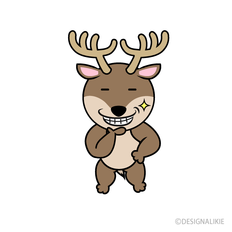 ニヤリ笑うトナカイキャラ