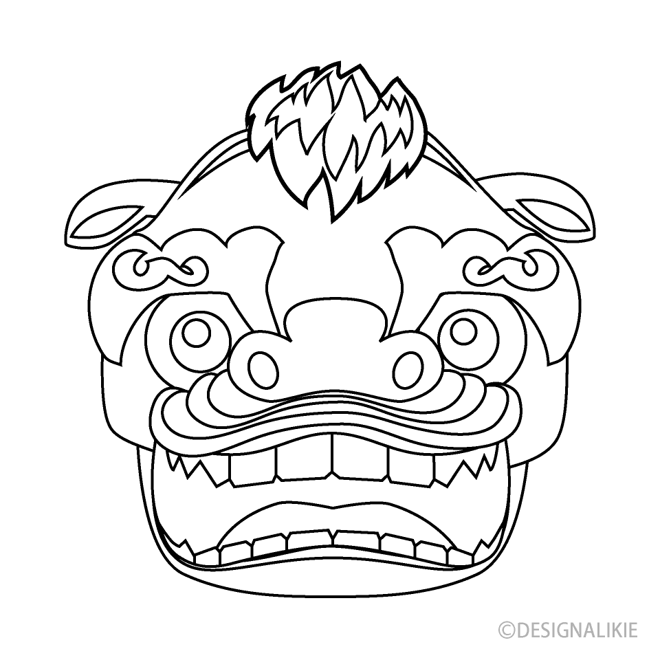 白黒の獅子舞の顔
