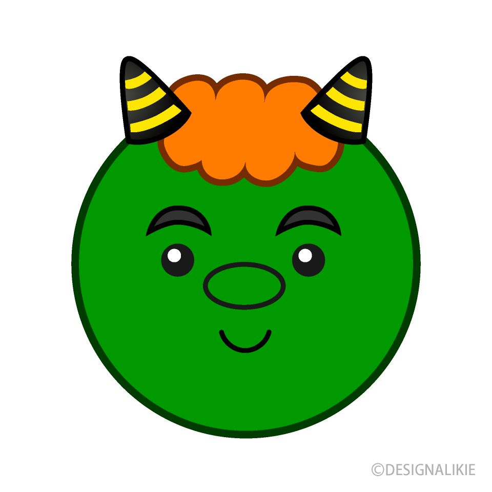 かわいい緑鬼の顔