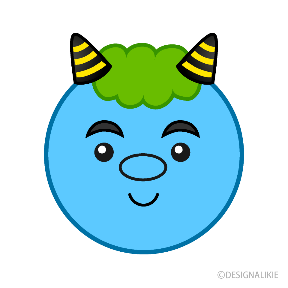 かわいい水色鬼の顔