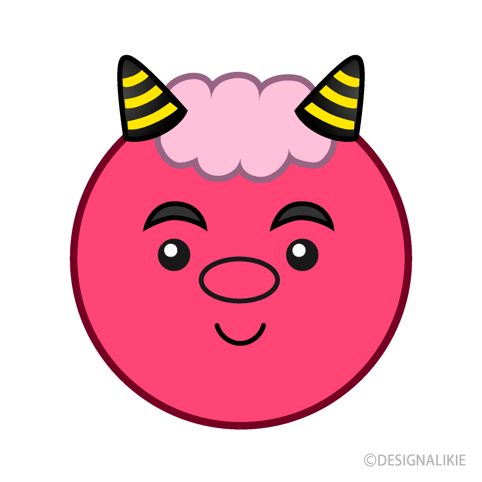 かわいいピンク鬼の顔