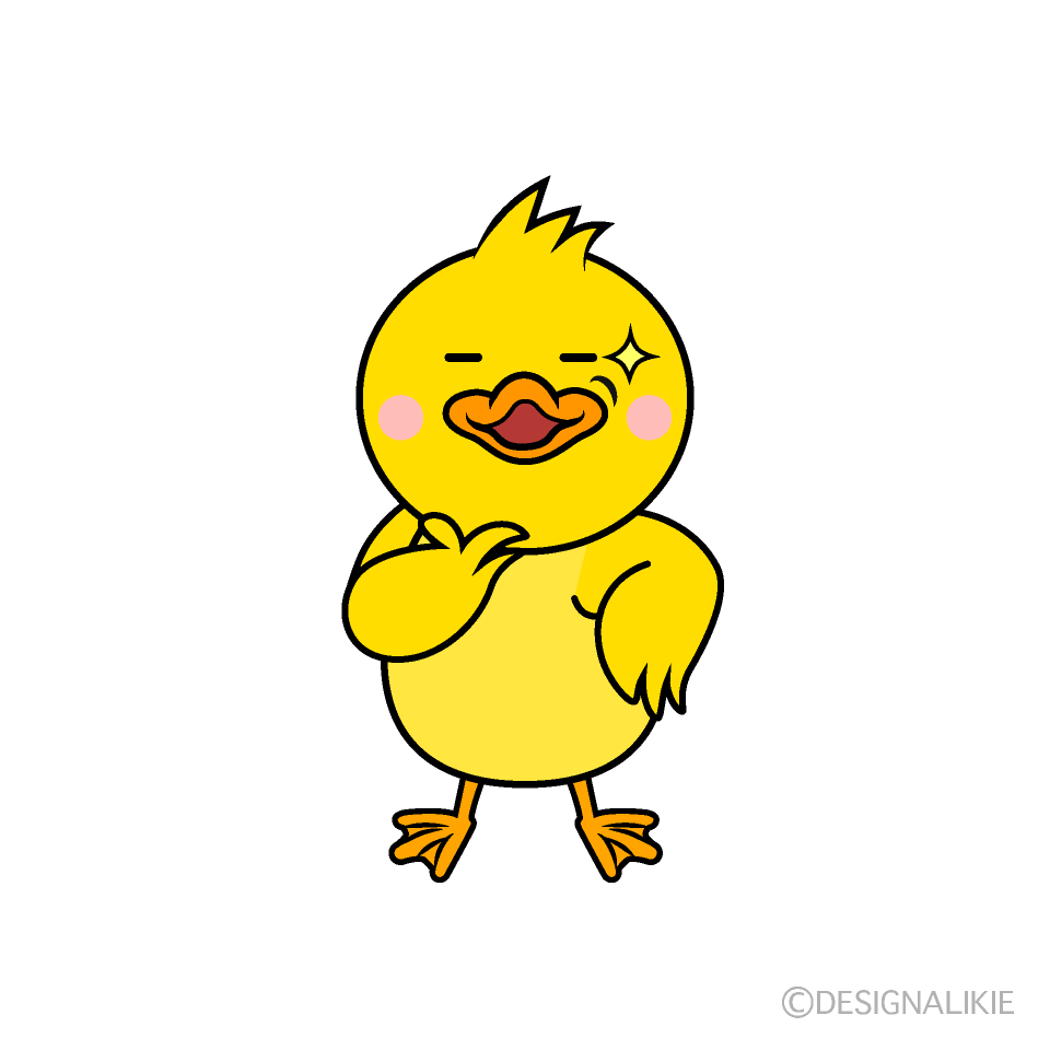 ニヤリ笑うアヒルの子キャラ
