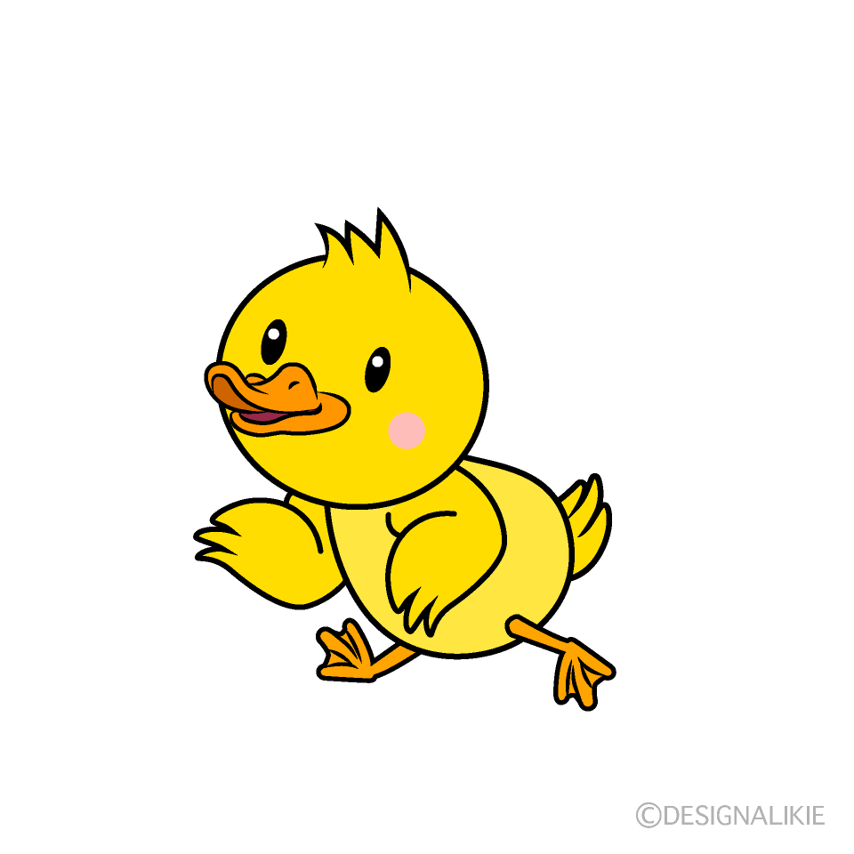 走るアヒルの子キャラ