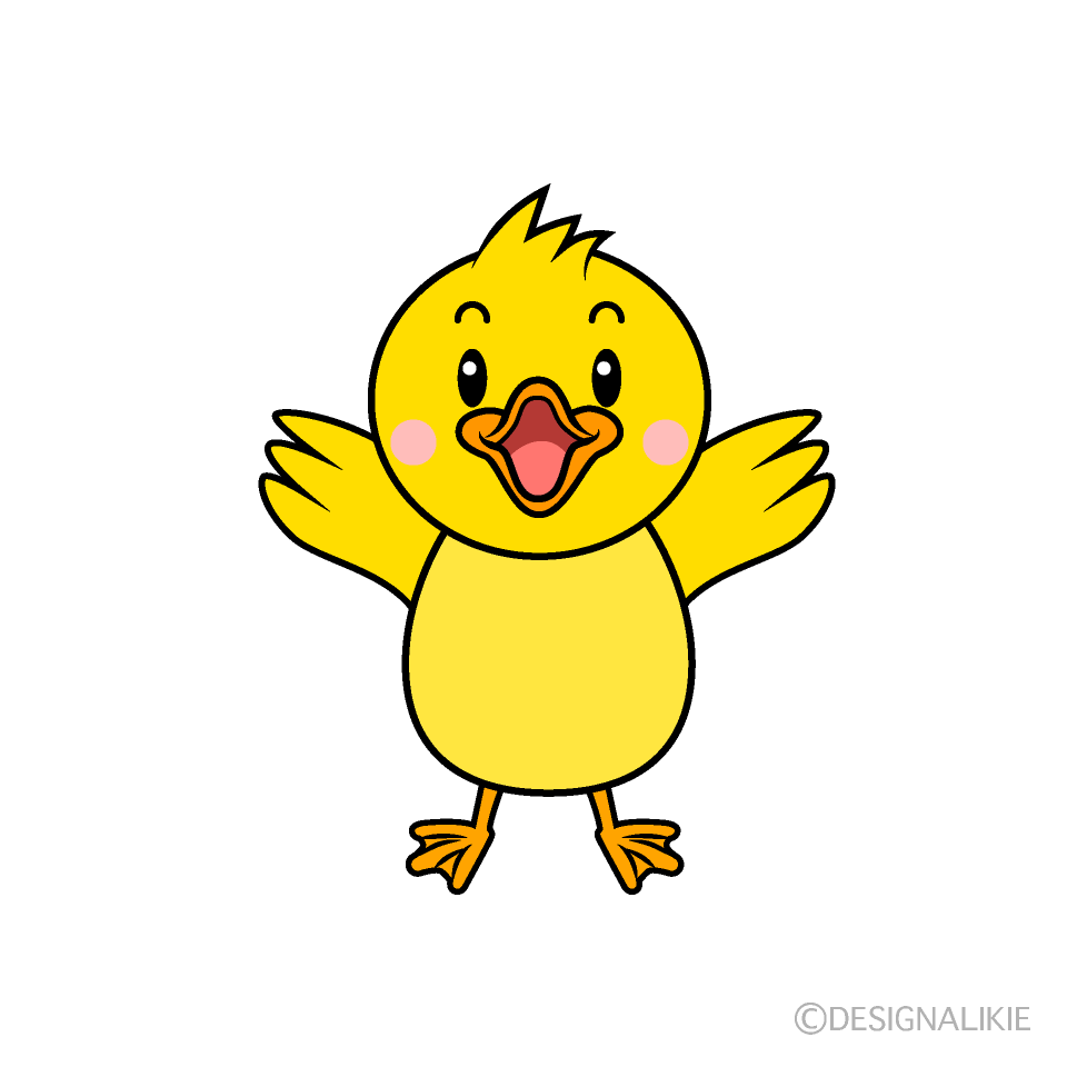 驚くアヒルの子キャラ