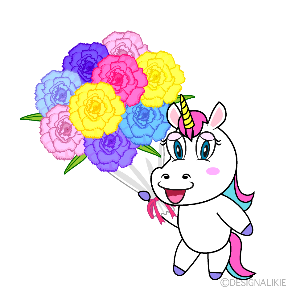 花束を贈るユニコーン