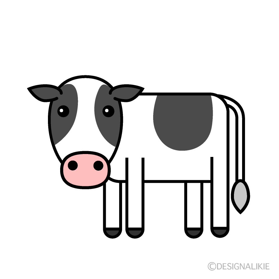 シンプルな角の無い牛