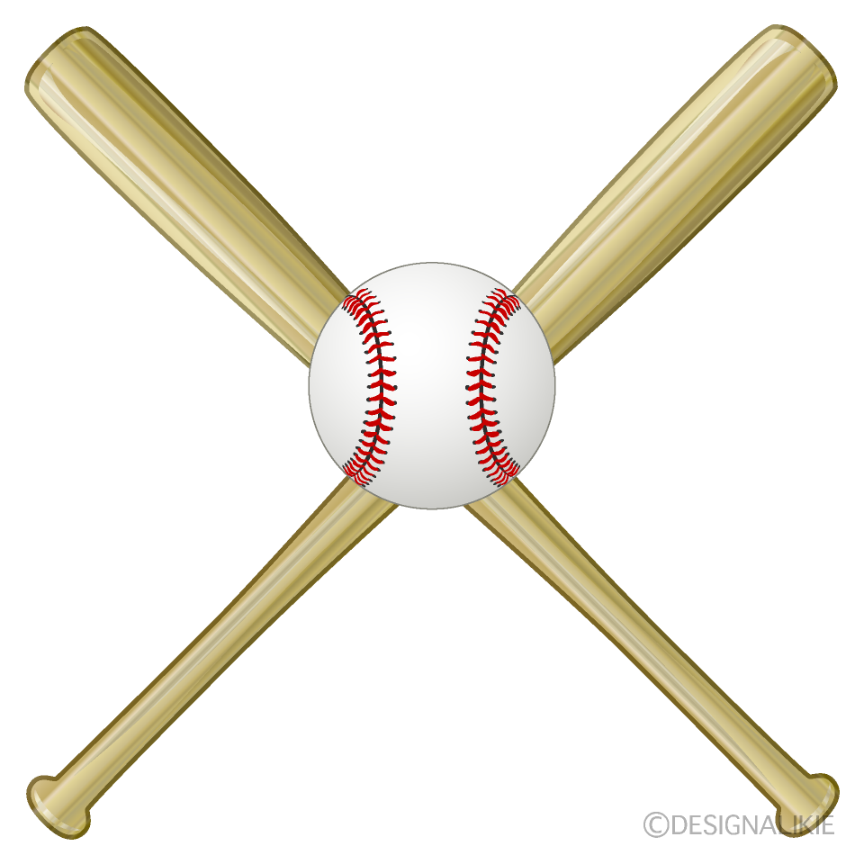 クロスした野球バットとボール