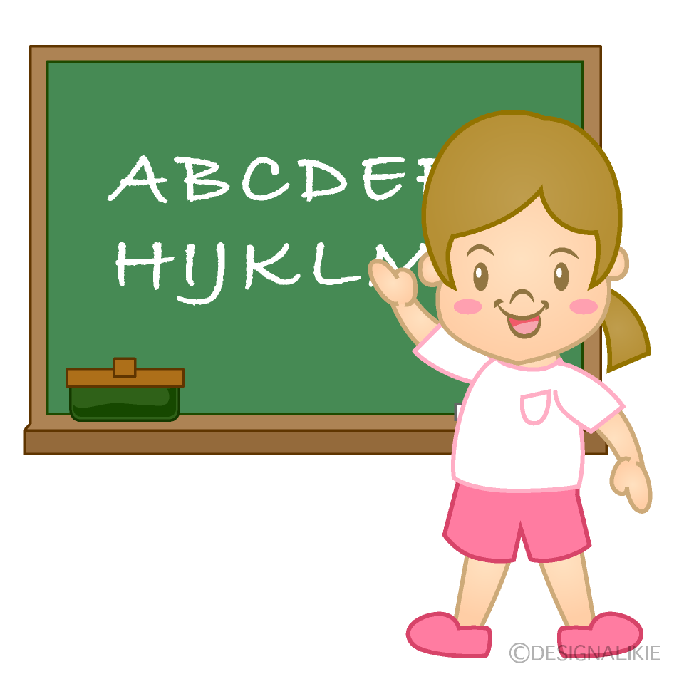 英語黒板と女の子