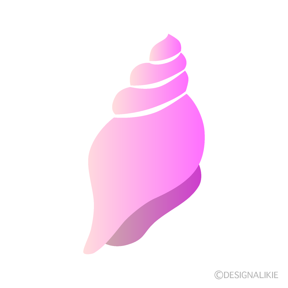 ピンク巻き貝殻シルエット