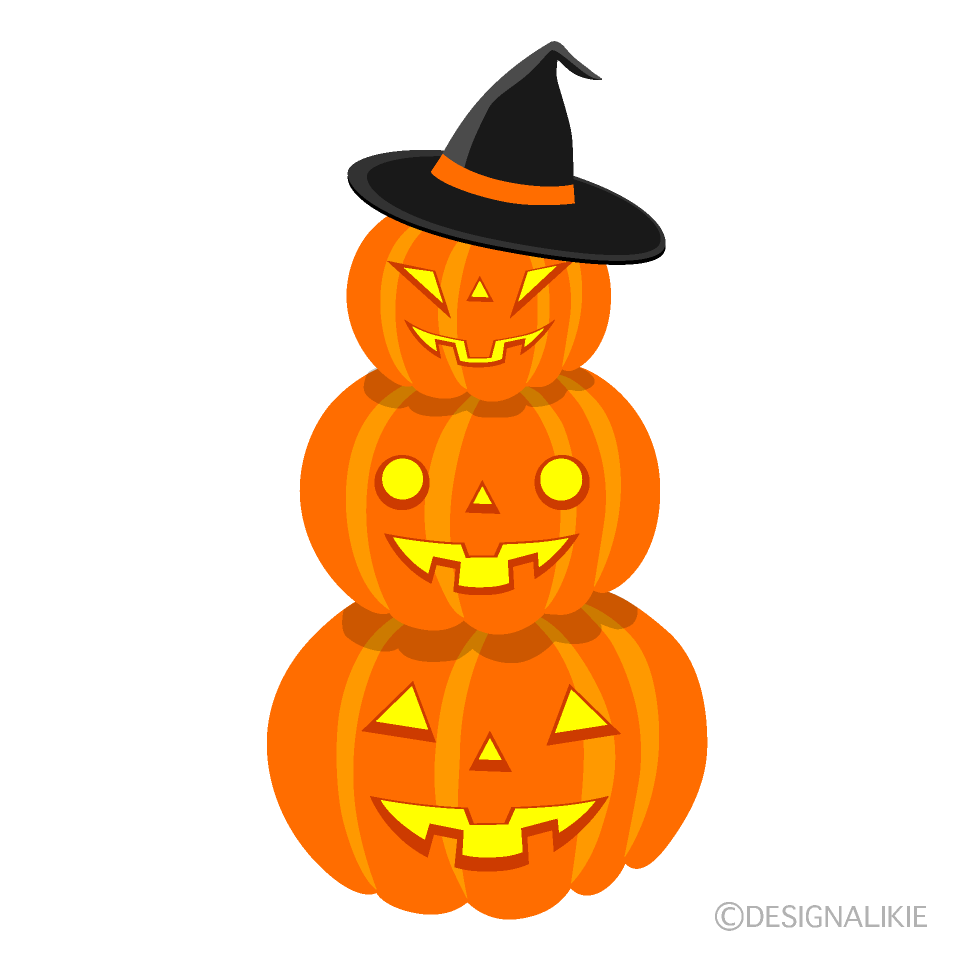 光る積まれたハロウィンかぼちゃ