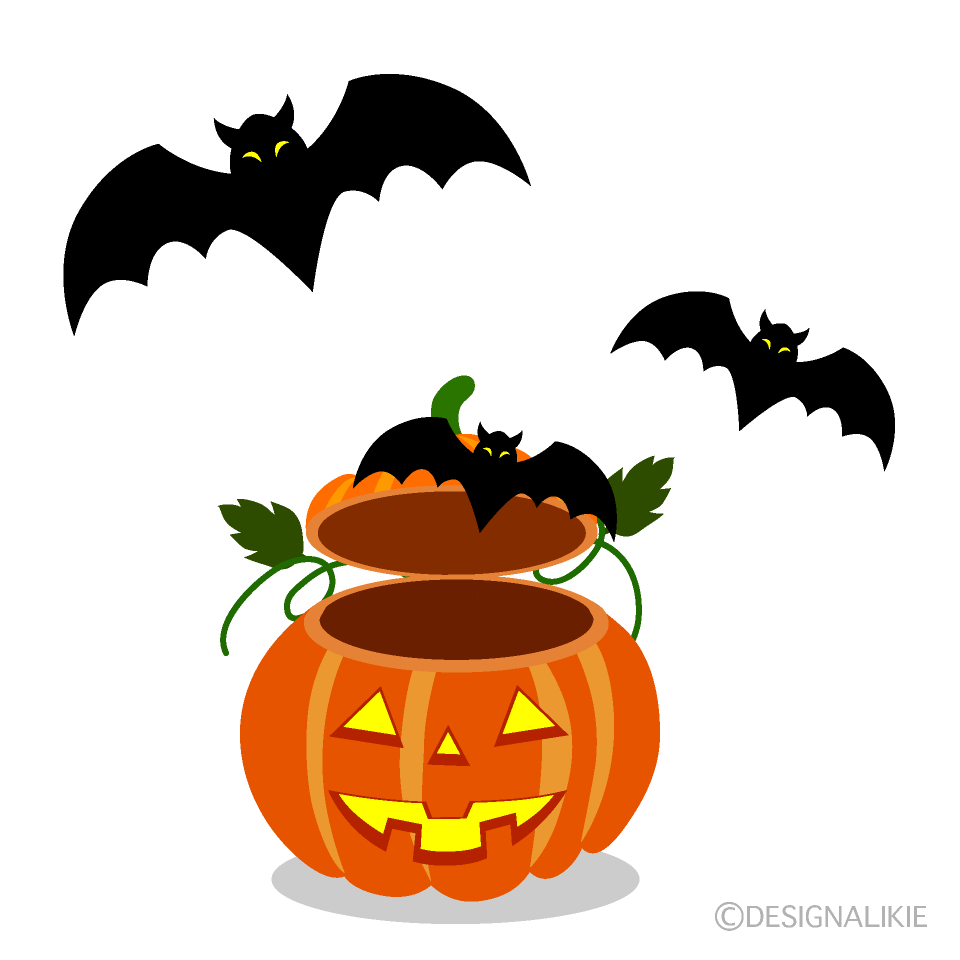 飛び出すコウモリのハロウィンかぼちゃ