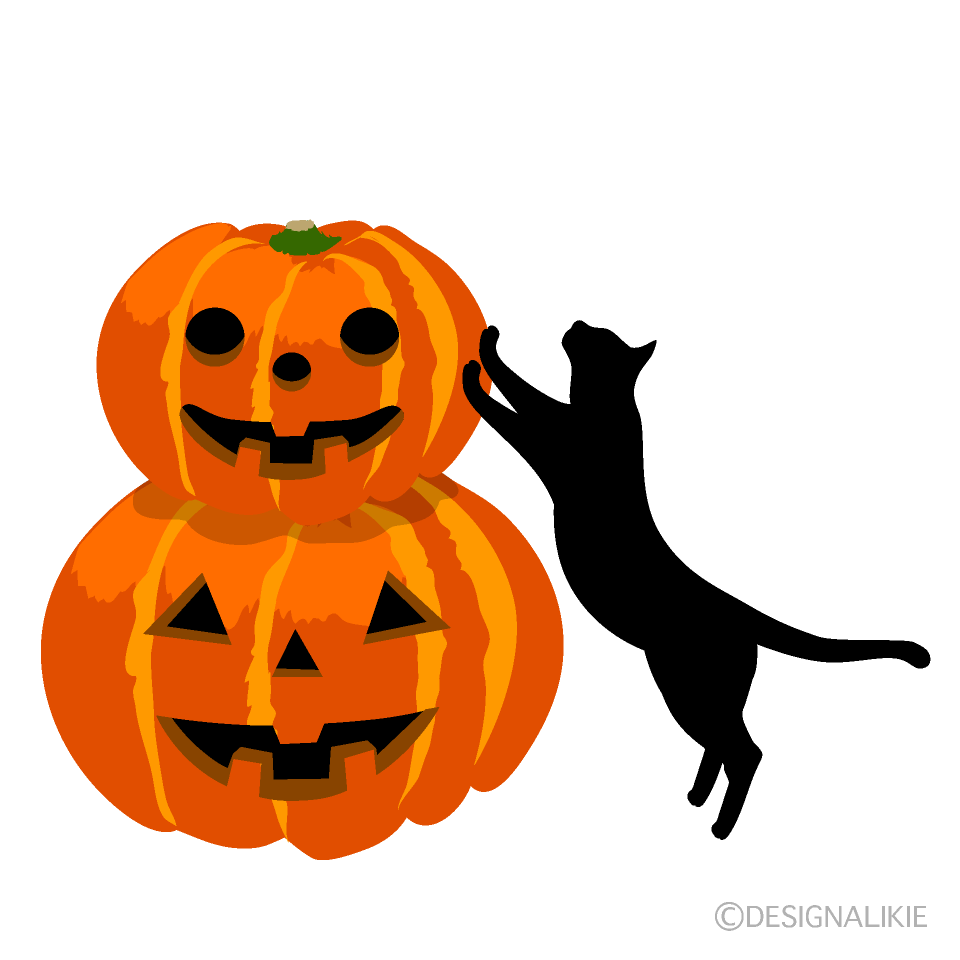 ハロウィンカボチャと黒猫シルエット