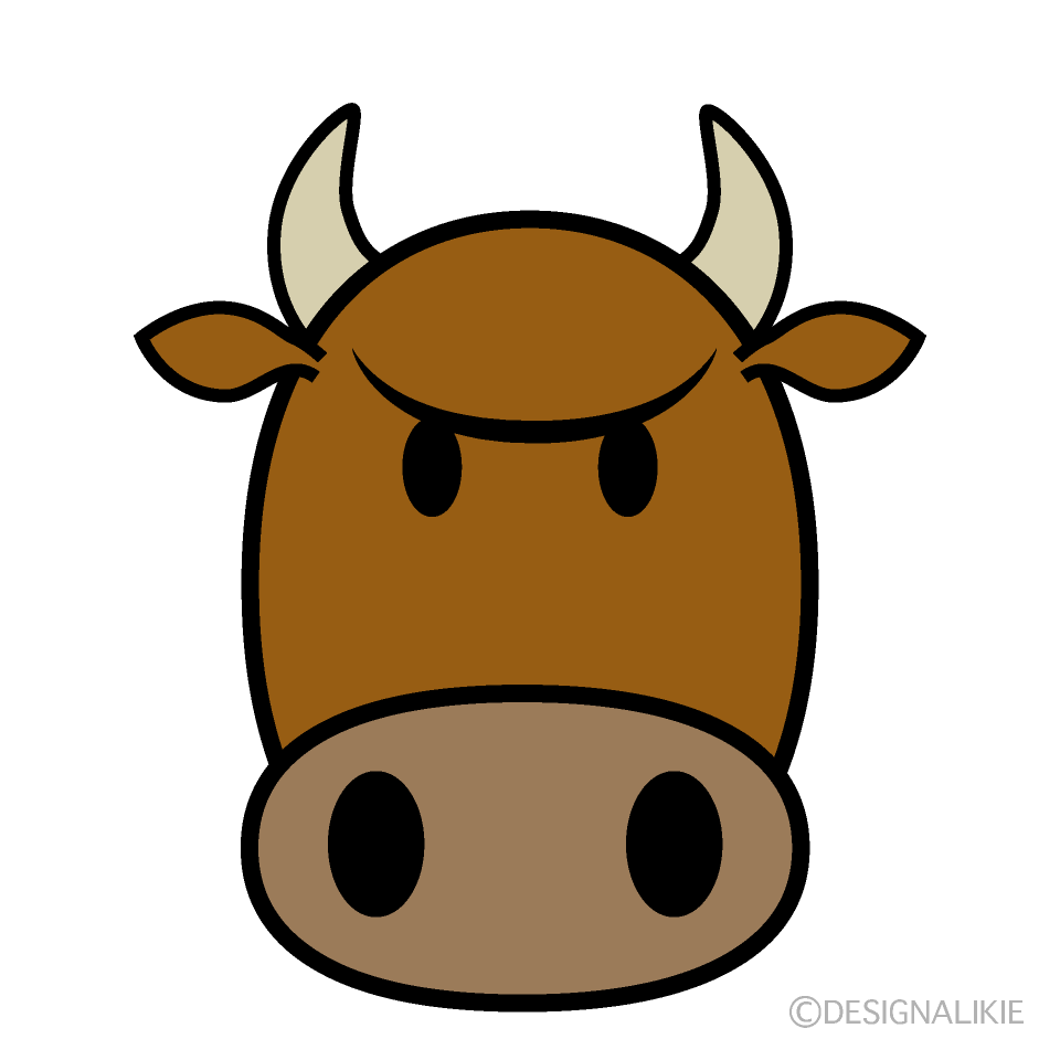 怒る赤牛の顔
