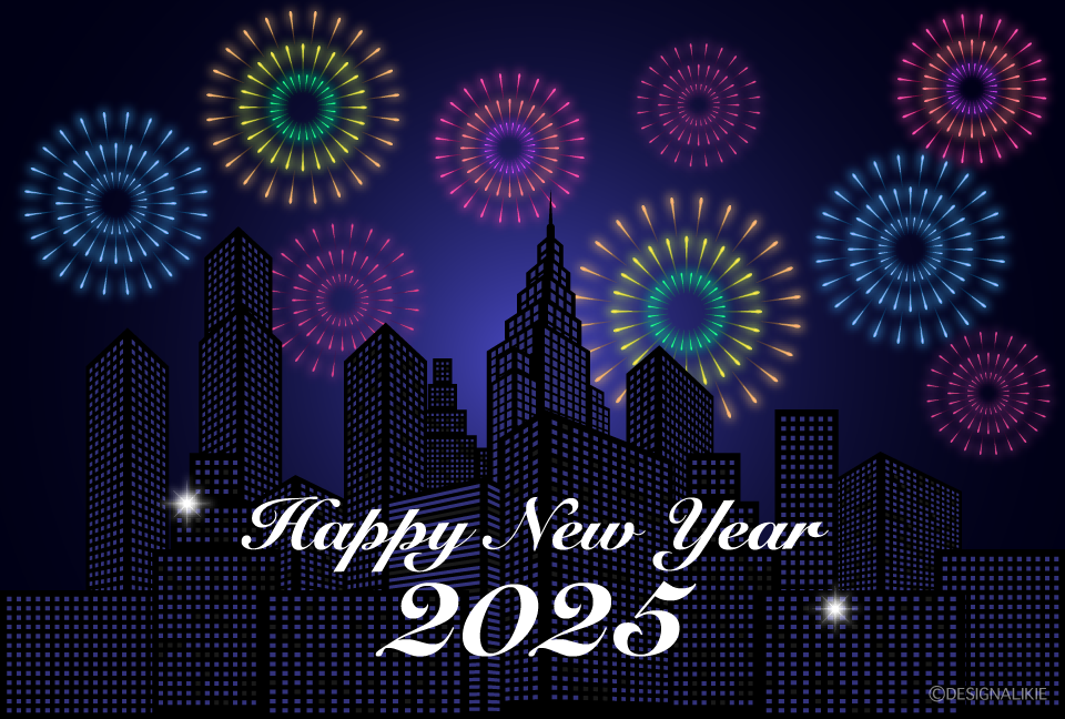 都市の花火のHAPPY NEW YEAR 2025