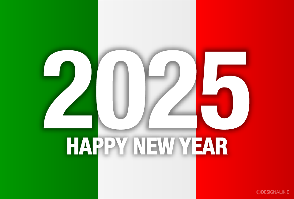 イタリア国旗のHAPPY NEW YEAR 2025