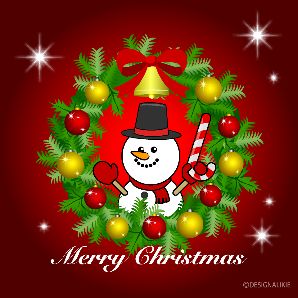 雪だるまのメリークリスマスカード