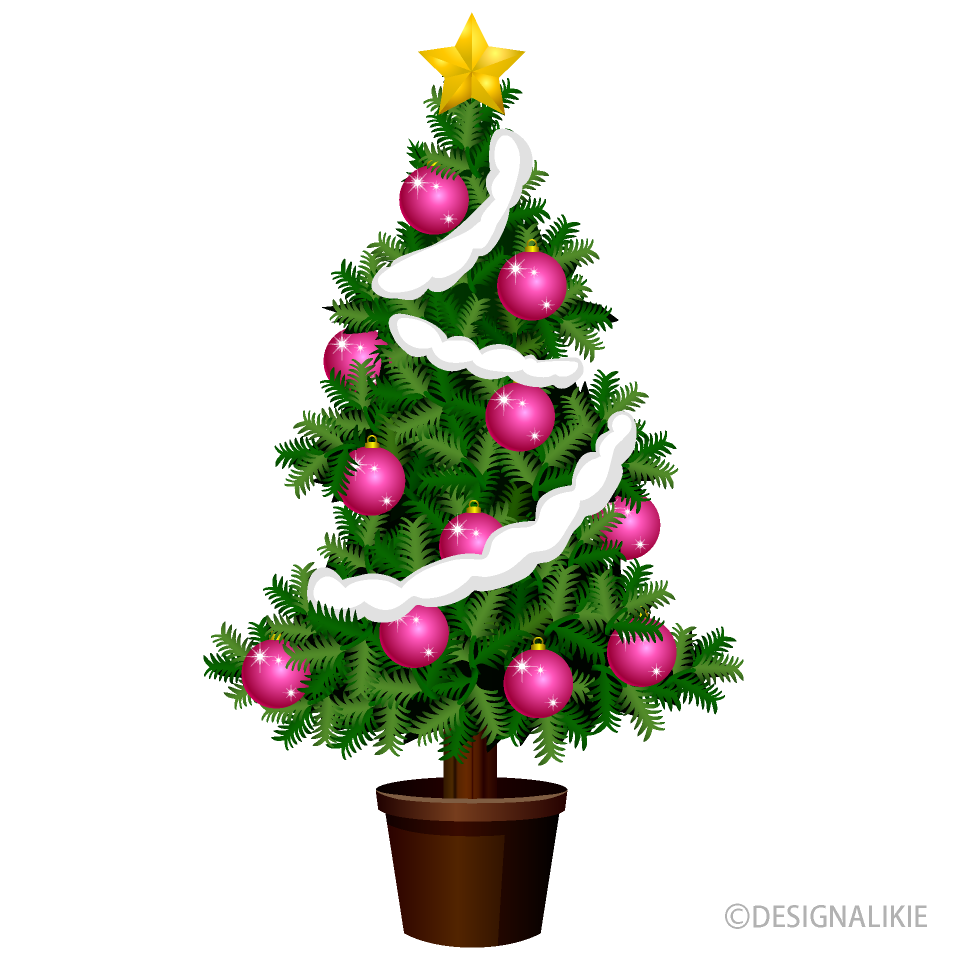 ピンク飾りクリスマスツリー