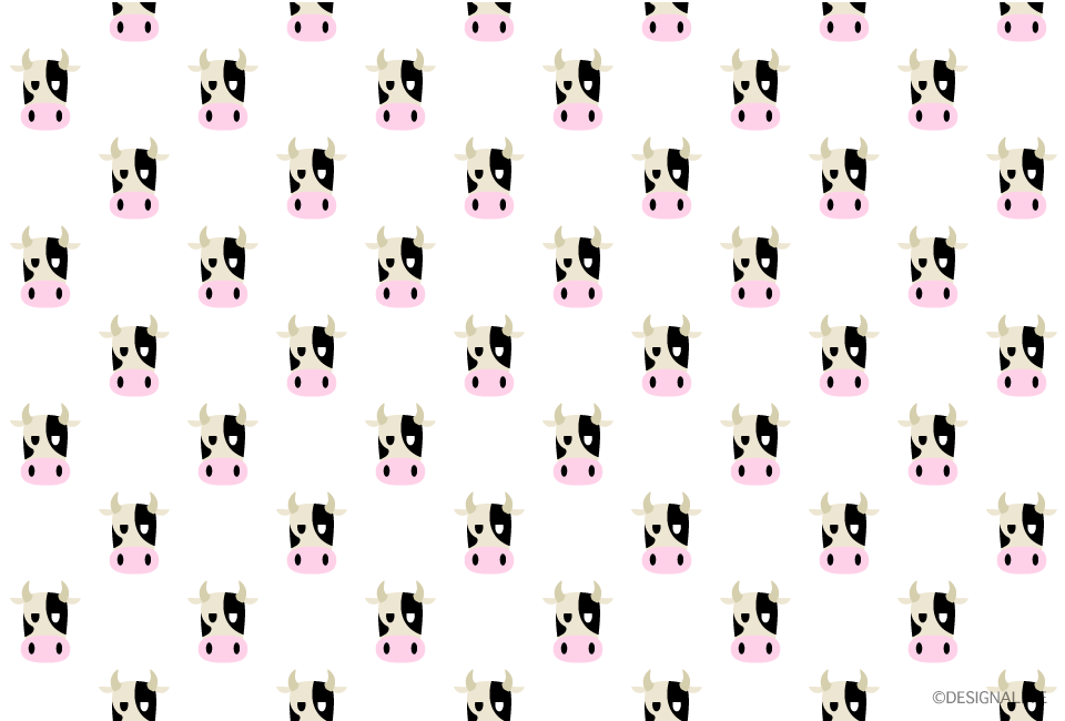 かわいい牛顔パターン年賀状