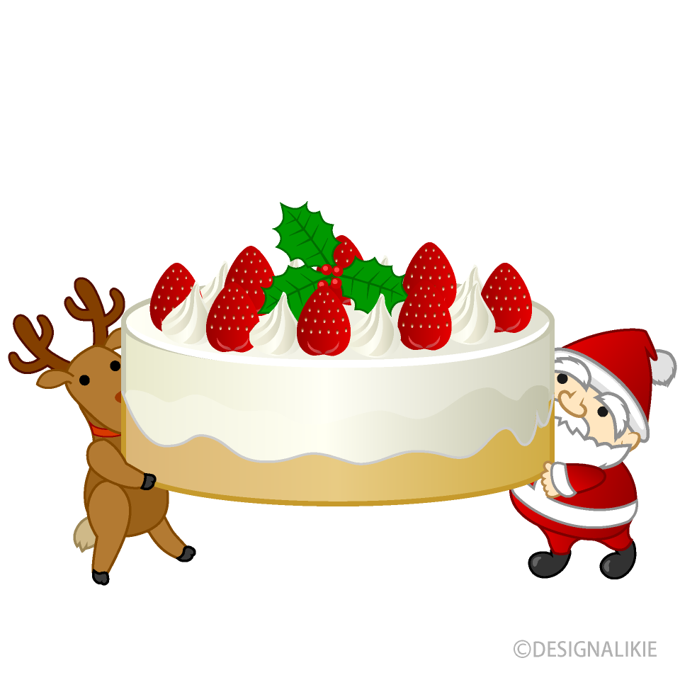 ケーキを運ぶミニサンタ