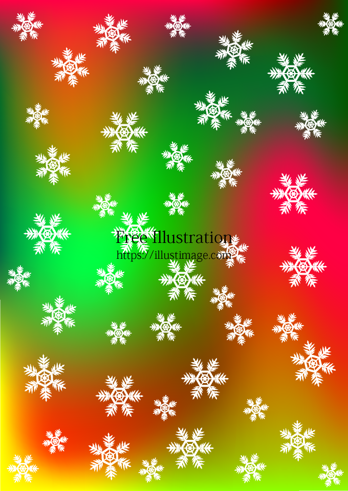 クリスマスグラデーションに降る雪結晶
