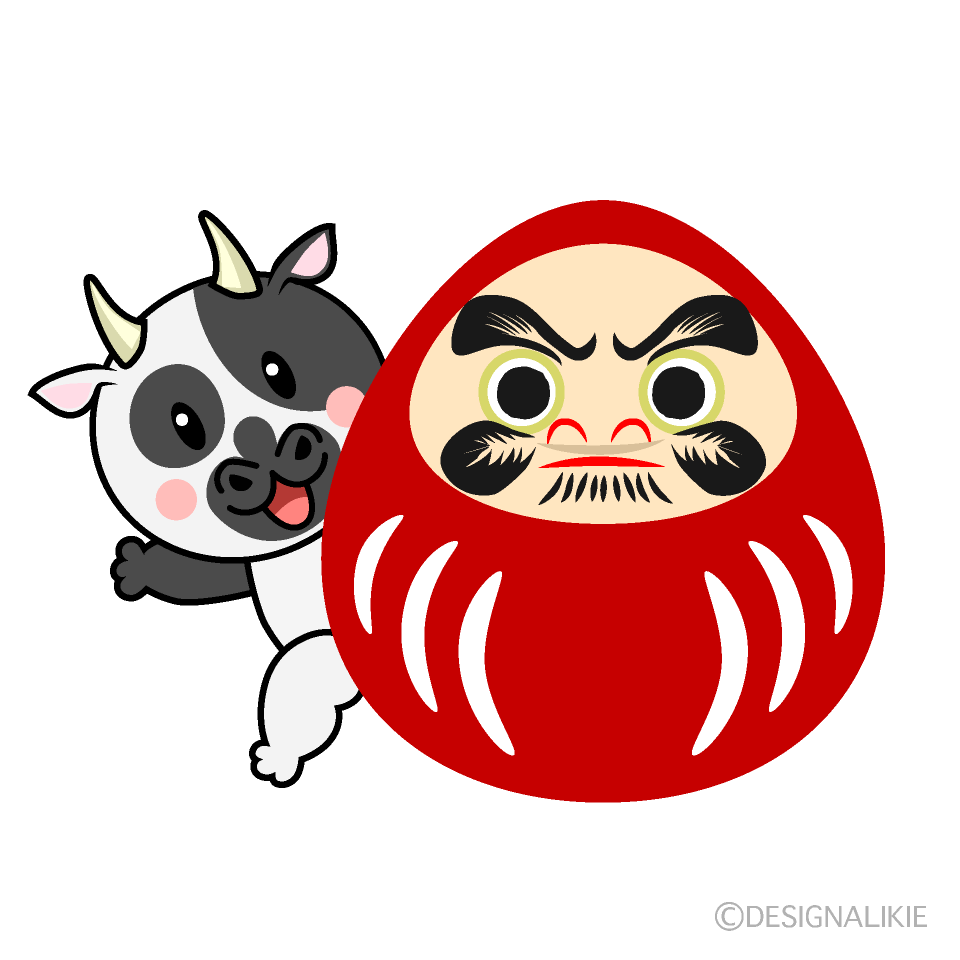 かわいい牛とだるま