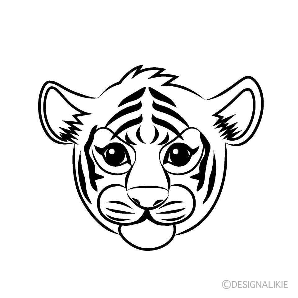 小虎の顔線画