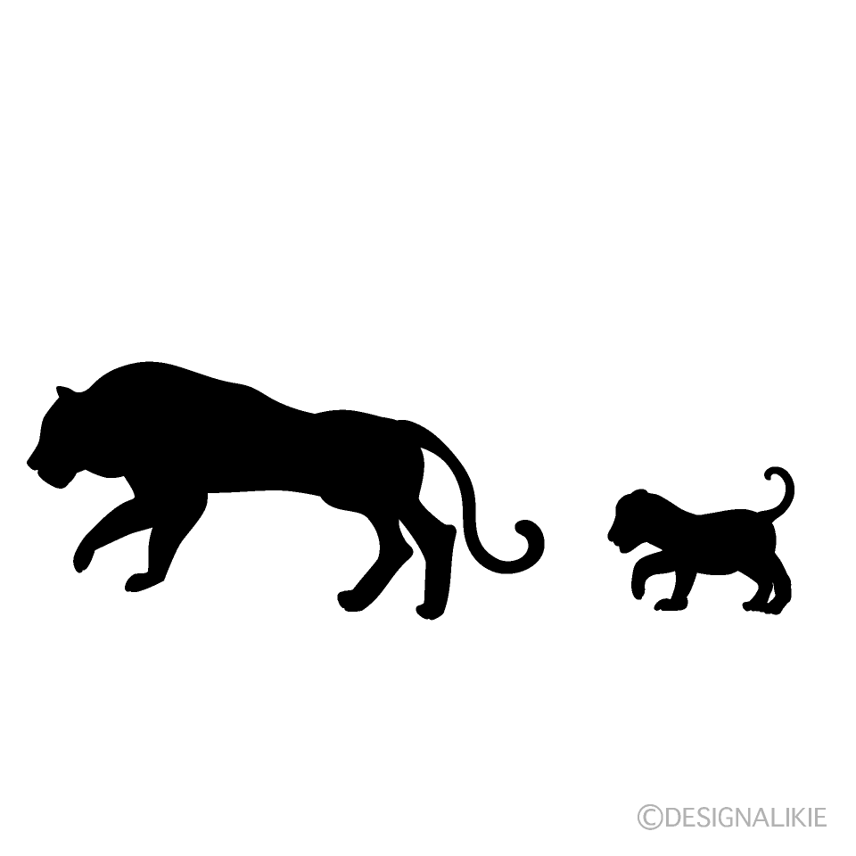 親子の虎シルエット