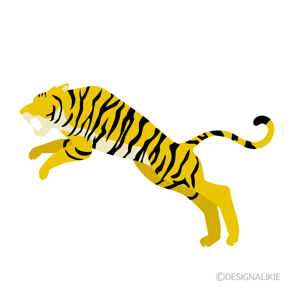 ジャンプする虎柄シルエット