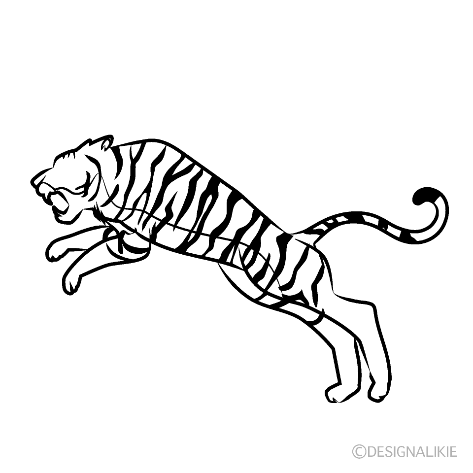 虎シルエットの線画