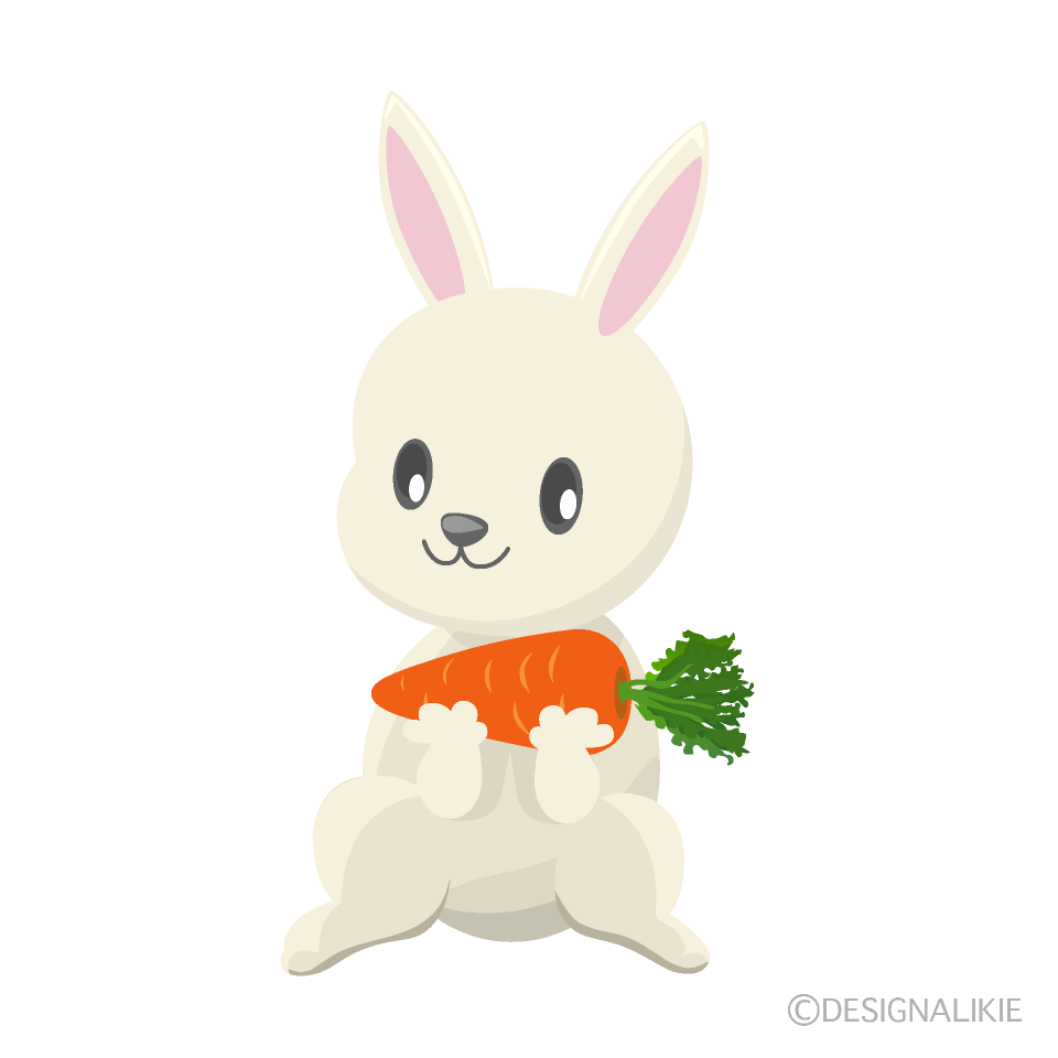 人参を食べるかわいいウサギ