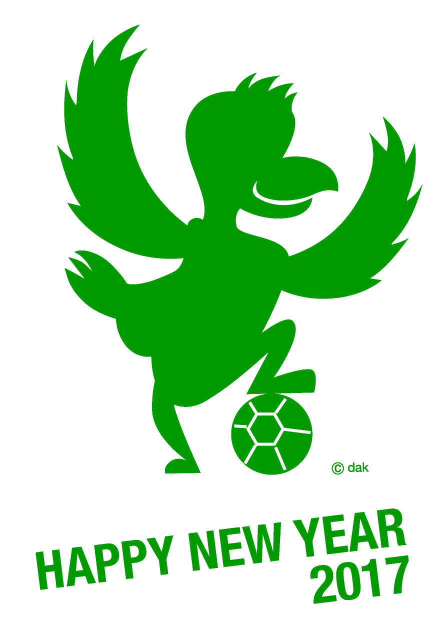 サッカーと鳥の年賀状デザイン