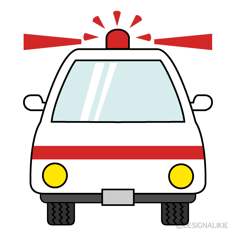 緊急走行の救急車前方