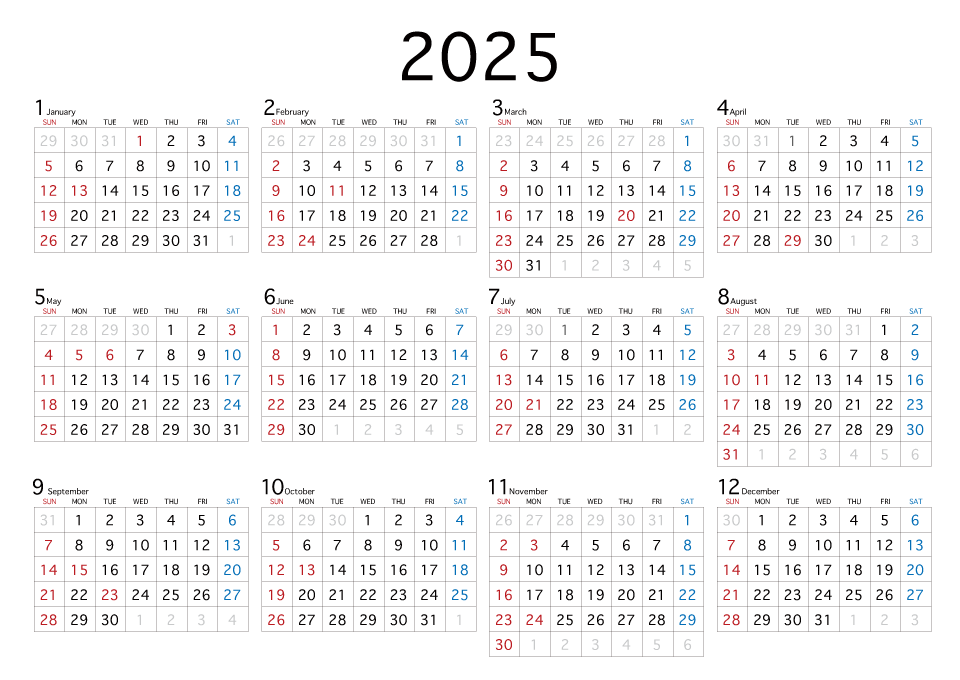2025年カレンダー