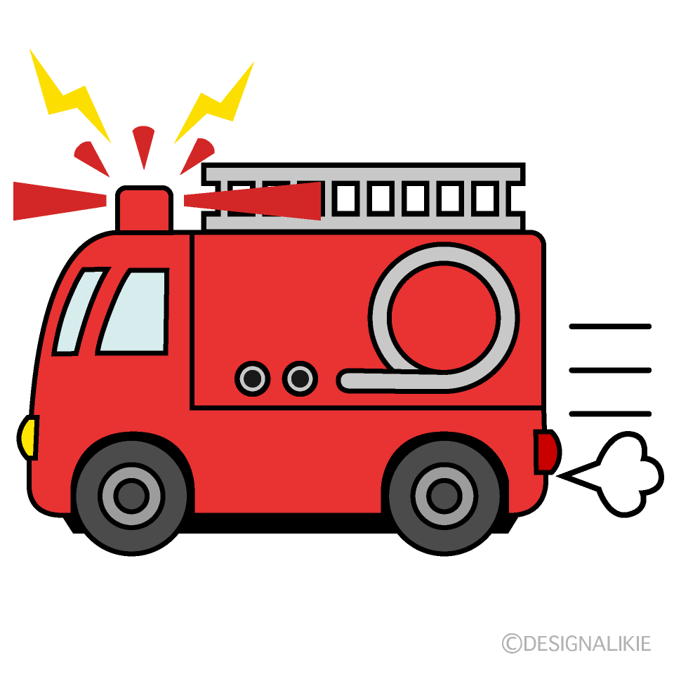 サイレンを鳴らす消防車