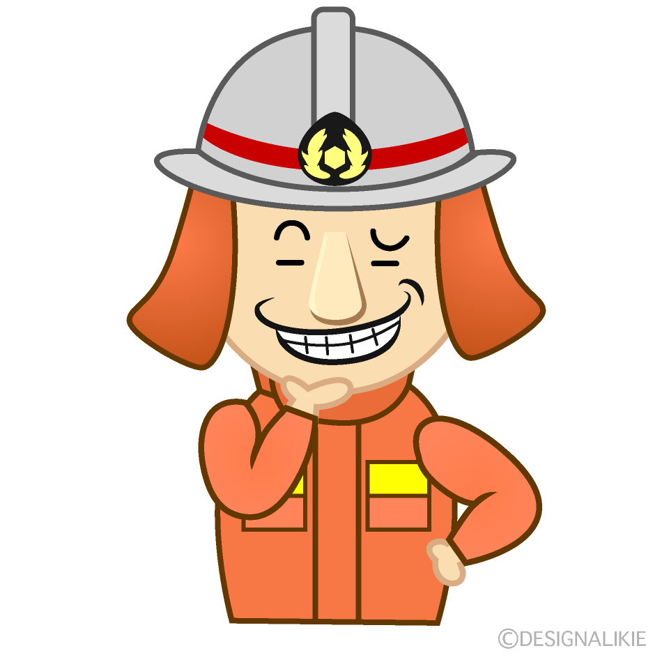 ニヤリ顔の消防士